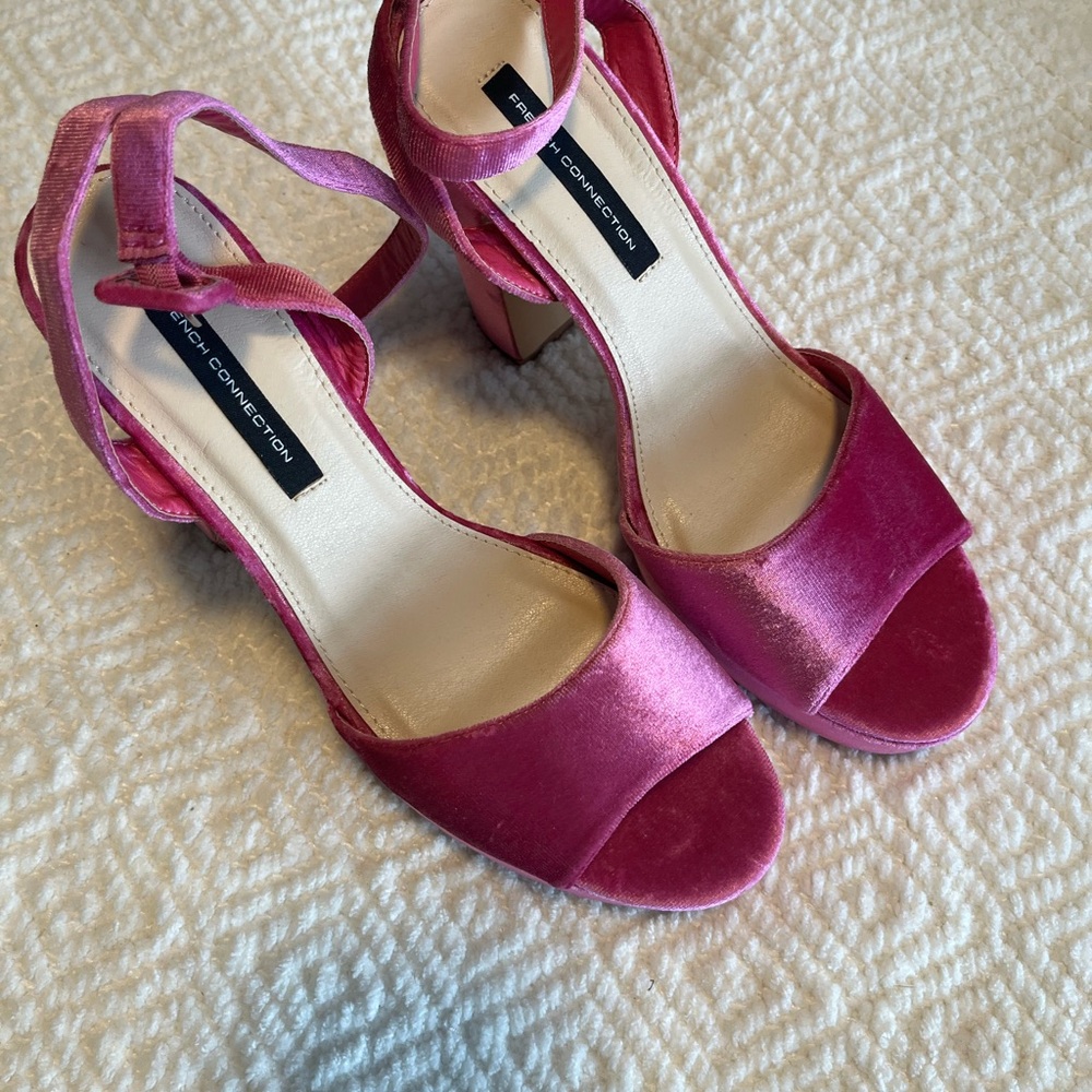 French Connection Fuchsia Velvet Heels